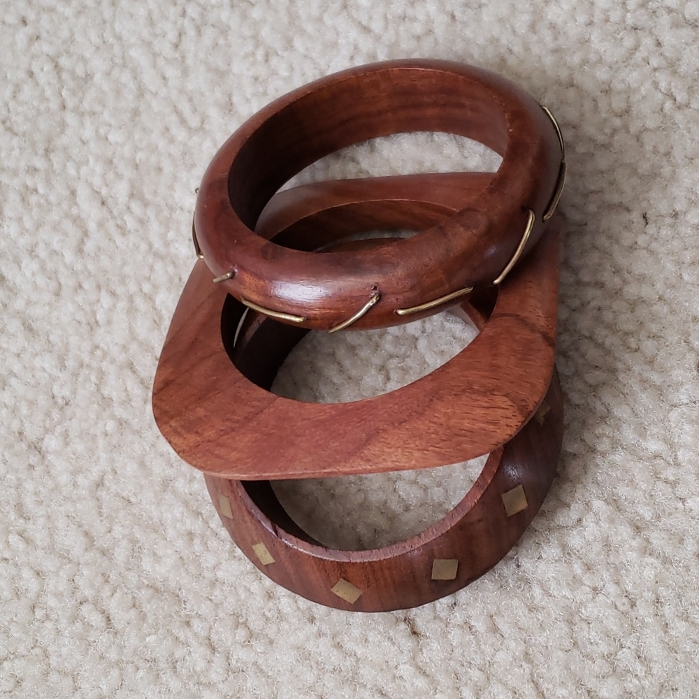 Wood and Brass inlay bracelets